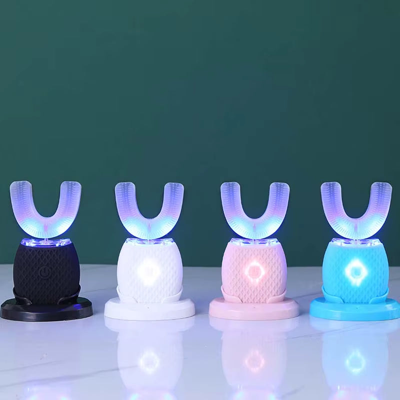 Electric Toothbrush Adult Automatic Rechargeable Hands Free 360 Cleaning U Shape Toothbrush